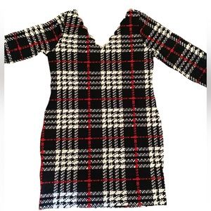 SHEIN Plus Size 4X Red and Black Plaid Knee Length Dress